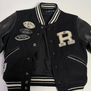 Polo by Ralph Lauren Black and Cream Varsity Jacket